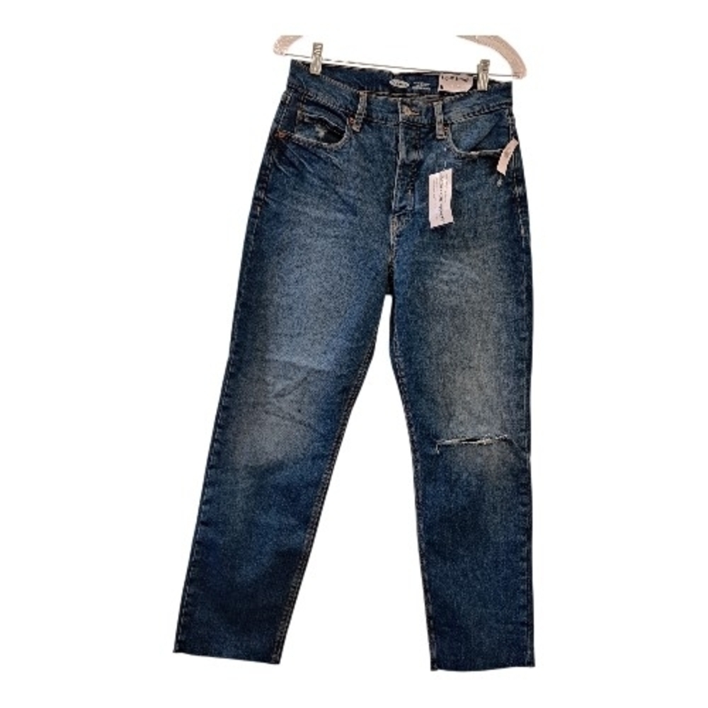 Old Navy sky-hi straight Blue Ankle & Cropped Jeans size 6